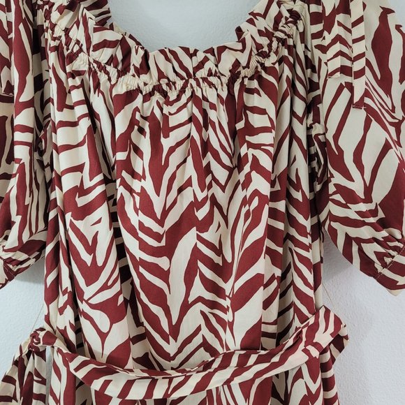 Eloquii Elements Womens Sz 22 Off The Shoulder Mini Dress Cotton Colorful Spring - Picture 8 of 12